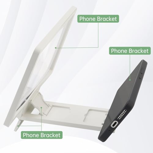 OriGlam Phone Screen Magnifier, Portable Foldable Mobile Phone Stand Holder, 3D HD Magnifing Screen Enlarger Phone Magnifier Projector Screen for Movies Videos Gaming (8 Inch), White, MAG_405 - Thumbnail 5