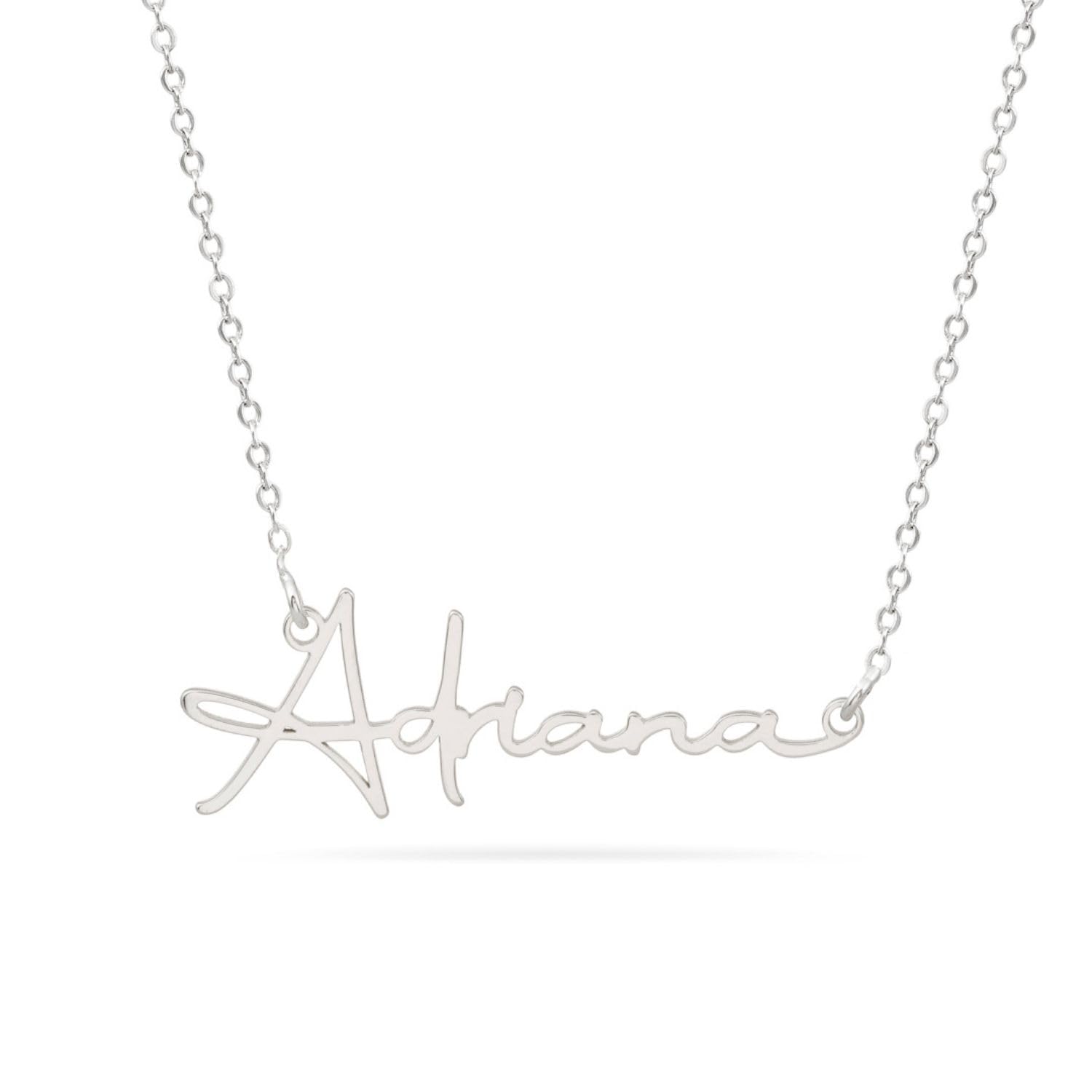 Collar con Nombre Personalizado en Plata de Ley 925 | Joya Artesanal Hecha en España | Regalo para Mamá, Abuelas y Amigas (Autógrafo Plata)