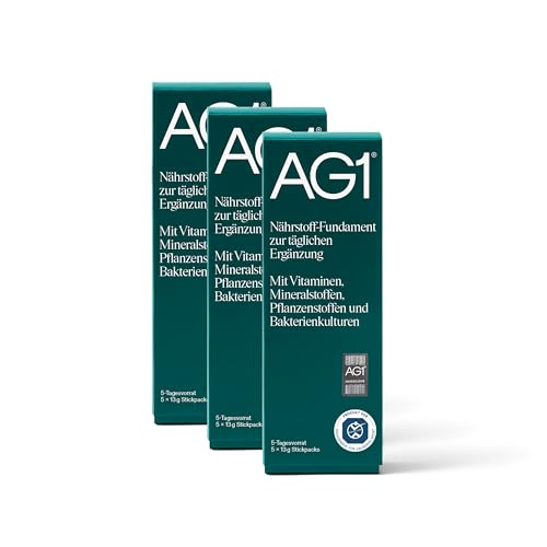 AG1 Greens Powder Supplement | Daily Nutrient Boost: Vitamins, Minerals, Gut-Friendly Bacteria, Gluten Free, Vegan and Keto Friendly | 70+ Ingredients by AG1 Athletic Greens (Travel Packs, 15 Count)