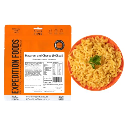 EXPEDITION FOODS Macaroni and Cheese (High Energy Serving / 800KCAL) | Freeze-Dried Camping & Hiking Food