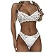Produktbild HUALONG Damen Sexy Dessous Erotik Neckholder Top BH & Mini Tanga Spitze sexy Dessous BH Top + Tanga Unterwäsche Set Erotische Dessous Set Reizwäsche Damen Nachtwäsche Set Sexy Spitze Pyjama