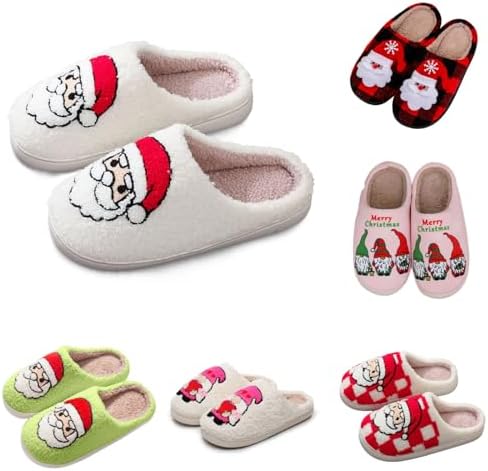 Christmas Slippers for Women Cute House Shoes with Santa Claus Adult ...