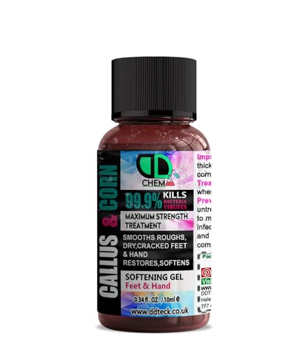 DD Teck Callus and Corn Remover Liquid, Callus Eliminator, Liquid & Gel for Softening Foot, Rescue Hard Skin, Pain-Free Treatment for Foot & Hand (10ml Cap)
