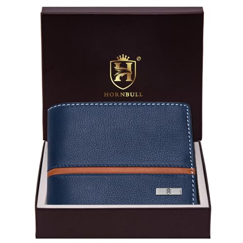 Denial Leather Wallet for Men | Men's RFID Blocking Two Fold Wallet (Navy)2