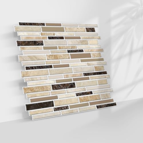 Azulejos de pared Alwayspon efecto mármol marrón para cocinas modernas 5