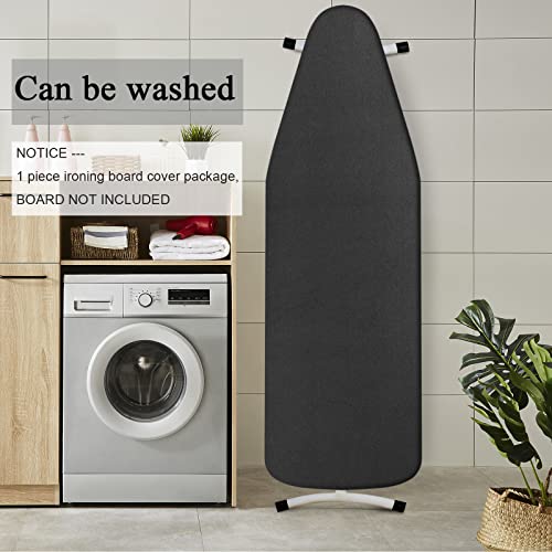 Mzxcuin Cotton Replacement Ironing Board Cover With Extra Thick Pad, （Cover Size Is 15X54 Inch, Without Board） Elasticated, Heat Reflective, Scorch Resistant, Heavy Duty - (Black, 15" X 54") #TOP6