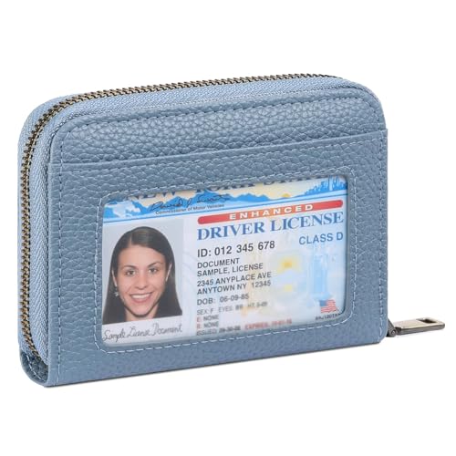 Image of SENDEFN Leather Wallet Women RFID Blocking Small Compact Wallets Credit Card Holder with ID Window