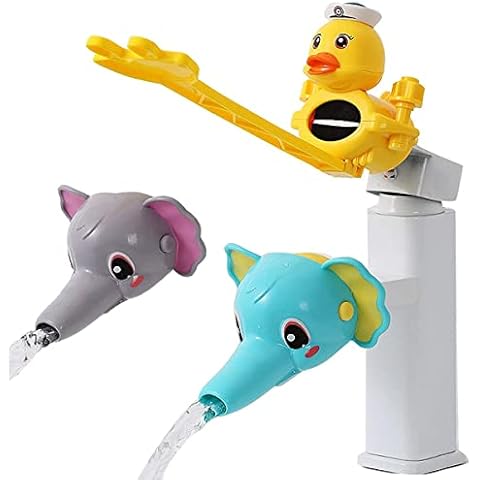 Kinder Hahn Extender Wasserhahn Wasserhahnverlängerung,Karikatur Wasserhahnanschluss Plastik Attachment Verlängerung Tap Extender 2pcs Anzapfung Extender und Wasserhahnschalter Extender Cover