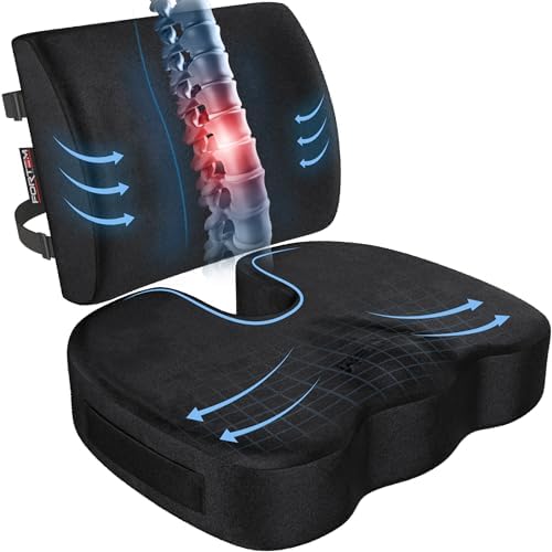 FORTEM Chair Cushion, Seat Cushion for Office Chair, Lumbar Support