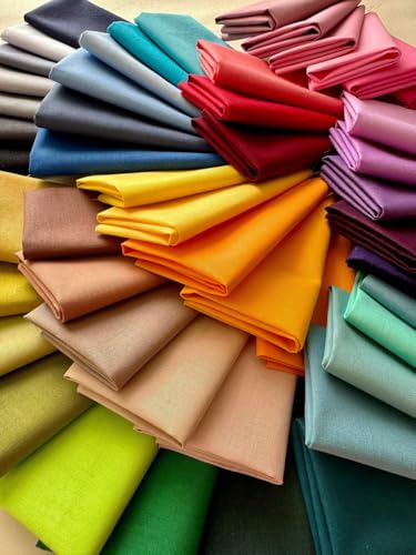 Solid Color Cotton Fabric Bundle – 50 Pre-Cut Squares (20×20 cm / 8×8 inch), 100% Cotton, 120 GSM, Made in Türkiye