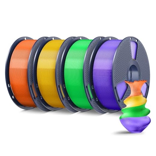 SUNLU 4KG 3D Printer Filament PLA Plus 1.75mm, SUNLU Neatly Wound PLA Filament 1.75mm PRO, PLA+ Filament for Most FDM 3D Printer, 1 kg Spool, 4 Packs, Transparent(Orange+Yellow+Green+Purple)