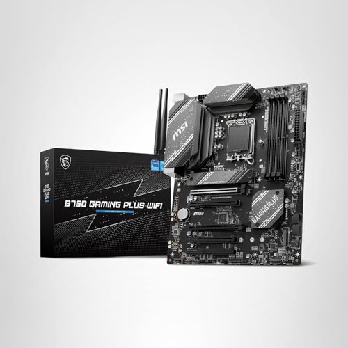 MSI B760 Gaming Plus WiFi Gaming Motherboard (Supports 12th/13th/14th Gen Intel Processors, LGA 1700, DDR5, PCIe 4.0, M.2, 2.5Gbps LAN, USB 3.2 Gen2, HDMI/DP, Wi-Fi 6E, Bluetooth 5.3, ATX)