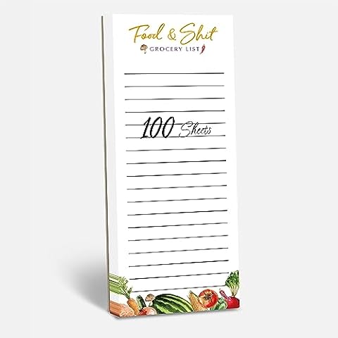 Hebayy 100 Sheets Grocery List, Magnetic Food&Shit Funny Shopping List Fresh Style Magnet Notepad Memo Note To Do List Planner for Refrigerator (3" x 8") Cover