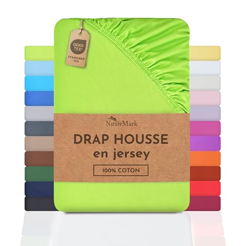 NatureMark Drap-Housse en Jersey, 100% Coton, Disponible dans de Nombreuses Tailles et Couleurs, qualité Oeko-Tex Standard 100, 140 x 200 cm - 160 x 200 cm,...