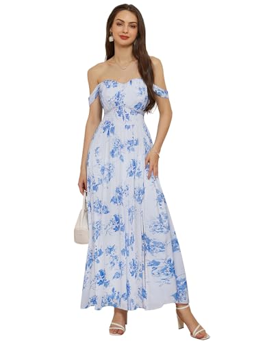 GRACE KARIN Damen Sommer Elegant Maxikleid Schlitz Ärmellos Casual Kleid...