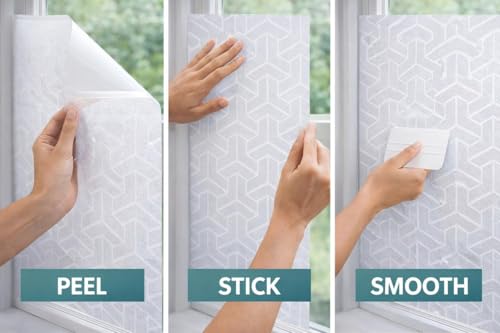 Image of Frosted Privacy Window Film - Static Cling Glass Sticker | No Glue /Privacy Protection /UV Light Filter | Decorative Opaque Cover for Bathroom, Sliding Door, Office || (24 X 84 | INCH)