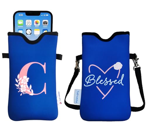Image of Tainada Neck Phone Personalized Initial Pouch w /Crossbody Strap(Letter C)