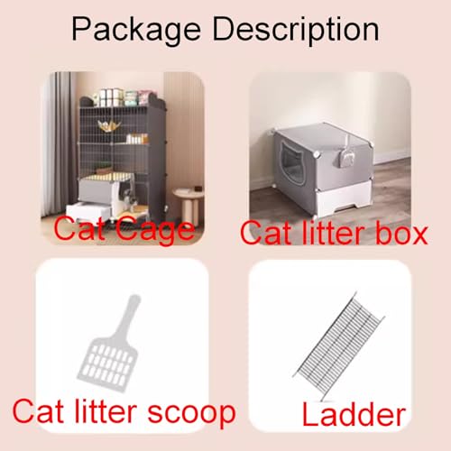 Cage fermée pour chat avec rangement et bac à litière amovible inclus - 6