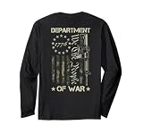 US Department of War Camouflage American Flag Gun (ON Back) Long Sleeve T-Shirt
