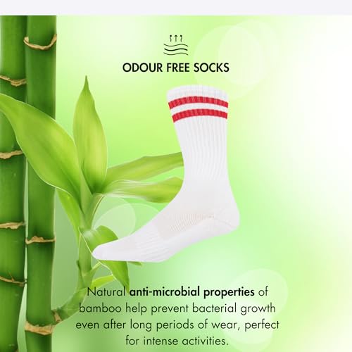 BARGAIN BUNDLE White Bamboo Crew Sports Socks for Men - Size 7-11 - Multipack, 6 Pairs - Image 3