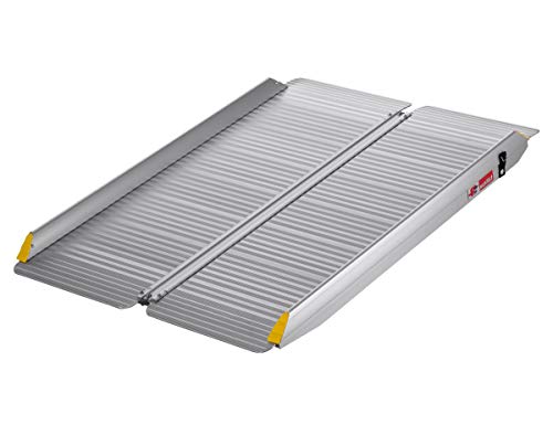 FTsolid extrabreite Mobile Rollstuhlrampe aus Aluminium klappbar 90cm oder 120cm Länge x 80cm Breite, für Rollstuhl oder Rollator, Auffahrrampe für Treppen, Rampe Cover