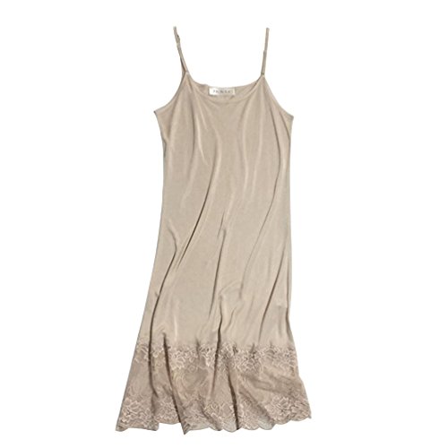 Baymate Damen Stricken Unterkleid Knielanges Spitze Nachthemd Verstellbare Träger Haut L Cover