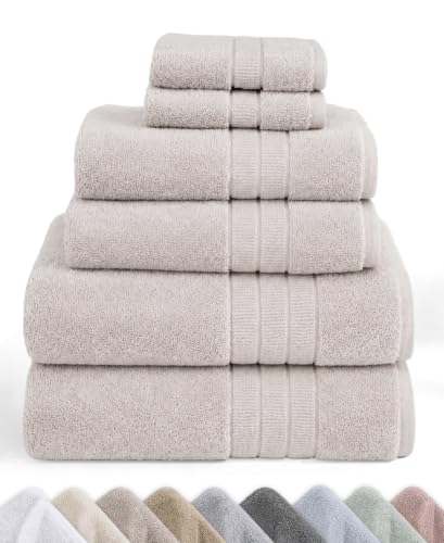 California Design Den Organic Cotton Luxury Bath Towel Set, Light Beige
