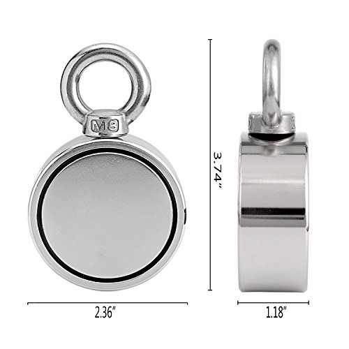 image for Uolor Double Side Round Neodymium Fishing Magnet, Combined 660 LBS Pul