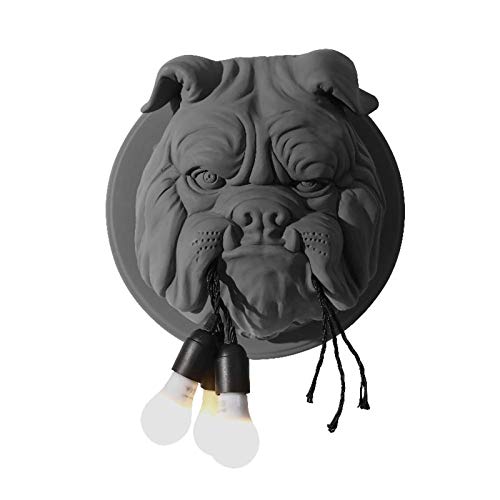 Perro Creativa Lámpara Pared,Personalidad Forma Bulldog Lámpara Noche Cabeza Animal Luz Noche,Habitación Niños Pared Ligera para El Sitio Niños Estar Cocina Bar Decoración Pared,Negro Cover