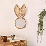 Madhu International Rattan-Wandspiegel, dekorativer Akzent-Spiegel, Hasenspiegel