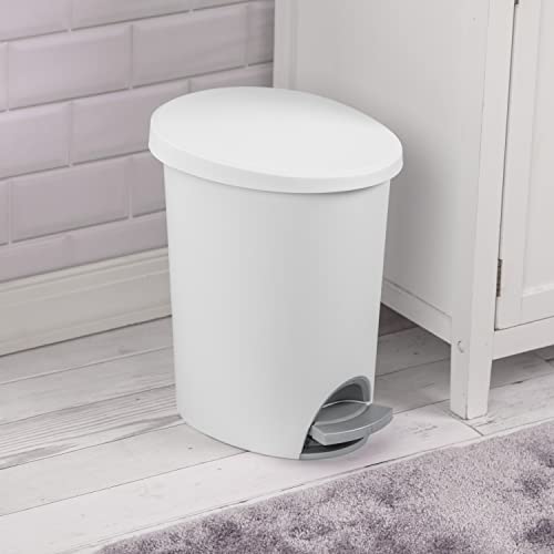 Sterilite 10818002 2.6 Gallon/9.8 Liter Ultra Stepon Wastebasket, White Lid & Base W/ Titanium Pedal & Liner, 2-Pack #TOP5