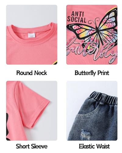 Image of 9-16Y Tween Girl Clothes 2 Piece Short Sleeve Heart Print Top and Shorts Teen Girl Summer Outfits Short Set