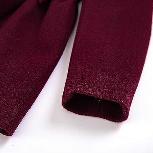 Pettigirl Girl Winter Wine Red Windbreaker Warm Fall Velvet Dress Coat Faux-Fur Collar Single Breasted CasualClothing4