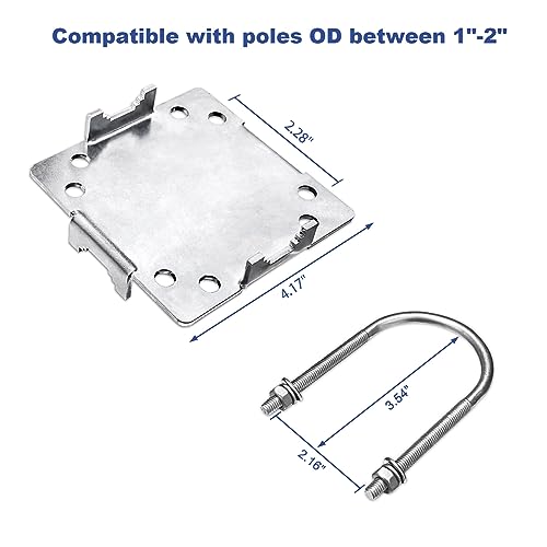 4 Sets Antenna Mast Clamp Cross-Over Bracket Kit with U Bolts for 1\"-2\" OD Poles, Heavy Duty Mounting Hardware for MINO Yagi TV Antennas, Security Camera, Weather Station