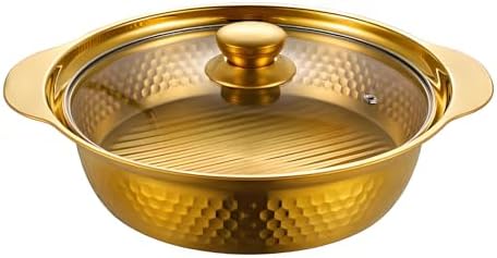 Stainless Steel Paella Pan with Glass Lid - Non-Stick Serving Platter & Food Tray, 4 Sizes, Induction & Dishwasher Safe, Perfect for Home & Restaurant Use (31CM, Silver)
