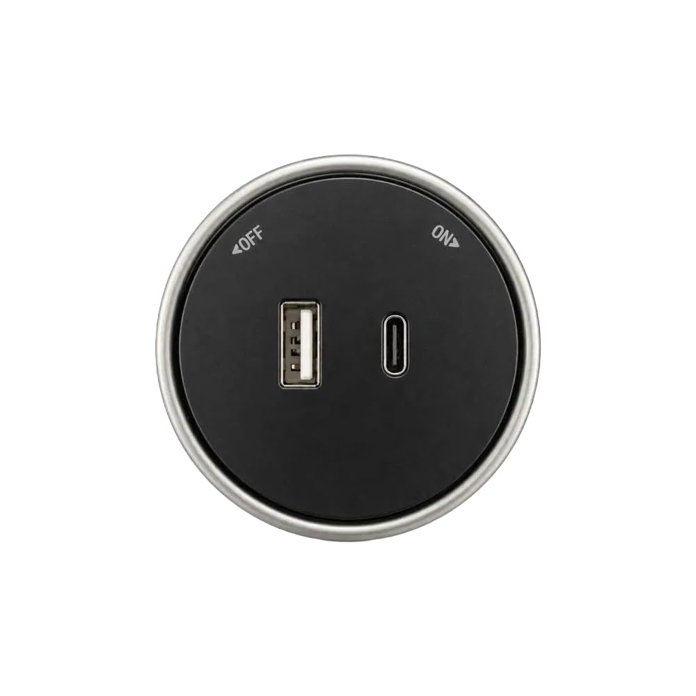 gloca Wtyczka i odtwarzanie do modułu wymiennego modułu elektrycznego (czarne, gniazdo USB A + USB C 12 W)