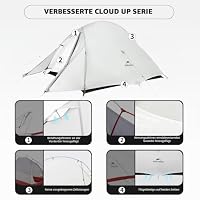 Naturehike Cloud Up UL Camping Zelt 1-2 Personen Backpacking Zelt Kompaktes Ultraleichtes Doppelte Schicht Wasserdicht Winddicht für Outdoor Wanderungen Festivals(UL/Grau) – Ansicht 3