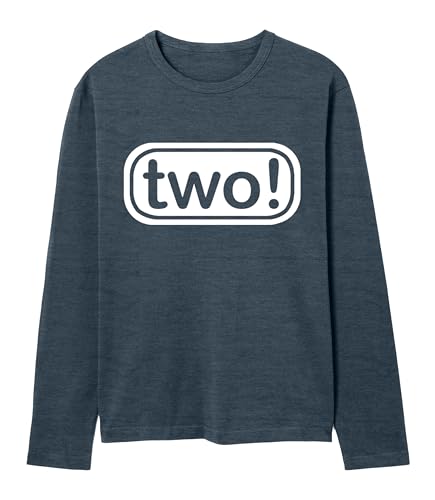 Two! 2nd Birthday Boy Shirt – Toddler 2 Year Old Tee, Second Birthday Party Kids Outfit 2T Ch/H LS