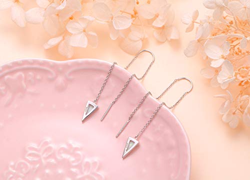 Threader Earrings Sterling Silver Created Opal Dangle Drop Long Chain Earring For Women Thread Earrings #TOP4