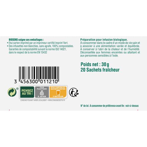 Biosens - Infusion Elimination Ventre plat - Menthe, Fucus et Réglisse - Certifié Bio AB - Fabriqué en France - 20 sachets – vue 5