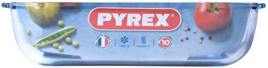 Pyrex Borosilicate Glass Square Roaster, 25 x 21cm, Multicolour, 25 x 21 cm