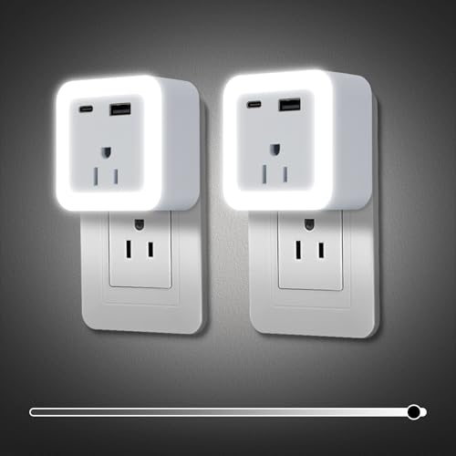 Night Lights Plug Into Wall 2 Pack Rechargeable Battery Backup
