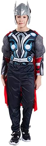 Kids Thor Bodysuit With Helmet Cloak Halloween Cosplay Costume Superhero Muscle Jumpsuit Boys Christmas Novelty Tights Masquerade Party Outfit