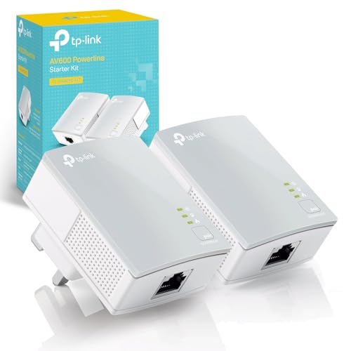 TP-Link TL-PA4010 KIT AV600 Powerline Adapter Starter Kit HomePlug AV2 Powerline Network Adapters Up to 600Mbps 1× Fast Ethernet Port Plug and Play Energy Saving Mode 300M Range