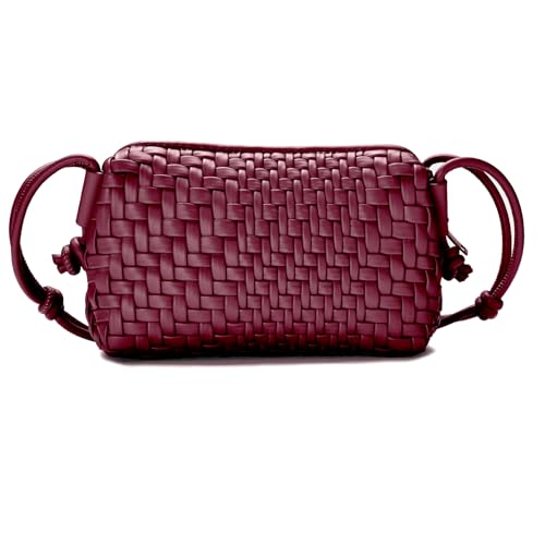 Woven Crossbody Bag for Women, Vegan Leather Small woven purse,zipper bags with Adjustable Strap