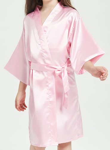 Kids Girl's Silky Satin Kimono Robe for Spa Wedding Birthday Party Child Children's Gifts2