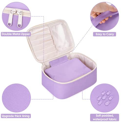 Image of Travel Makeup Bag Large Cosmetic Bag Make up Case Organizer for Women and Girls, Light Purple, Cosmetic Bag