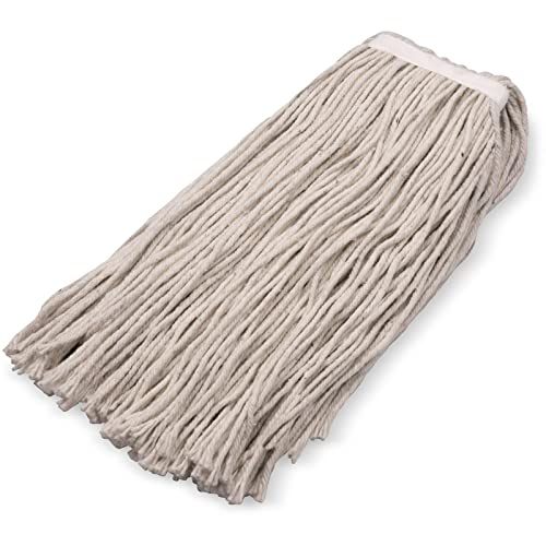 Image of SPARTA Flo-Pac Cotton Mop Head,Cut-End,Narrow Band with White Band for Organized Cleaning,32 Inches,Tan,(Pack of 12)
