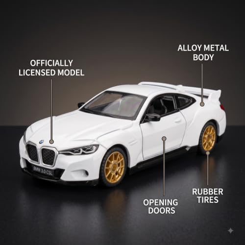 Image of Wizplex CCA Officially Licensed BMW 3.0 CSL 1:64 Scale Die Cast Metal Car - Collectible Alloy Sports Coupe with Openable Doors & Free-Rolling Wheels, Display Showpiece for Kids 3+