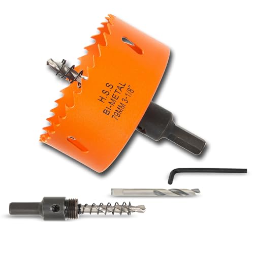 3-1/8 inch Hole Saw for Wood, Metal, Plastic &amp; Drywall, with Arbor